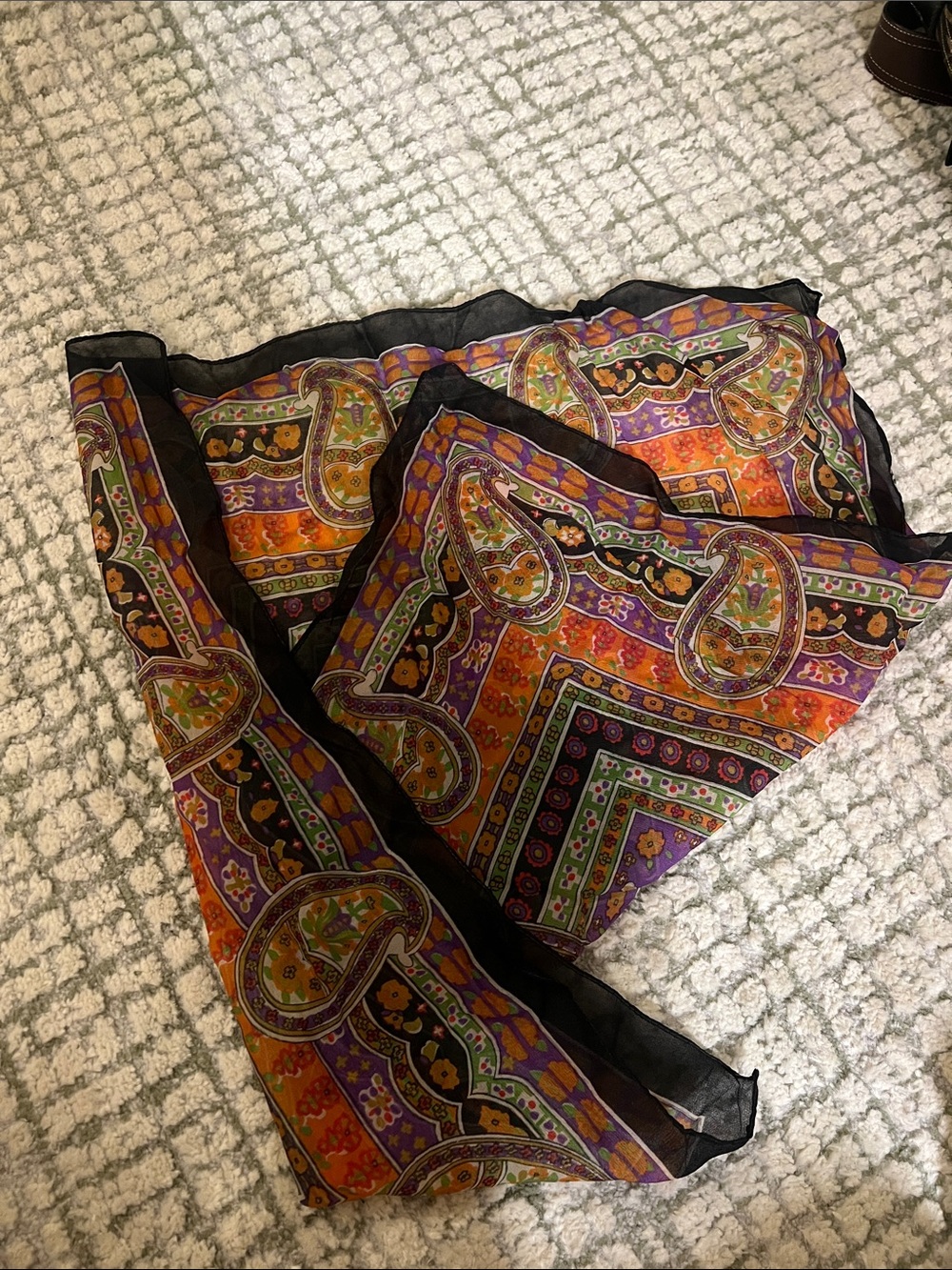 Boho Paisley Orange & Purple Lightweight Scarf